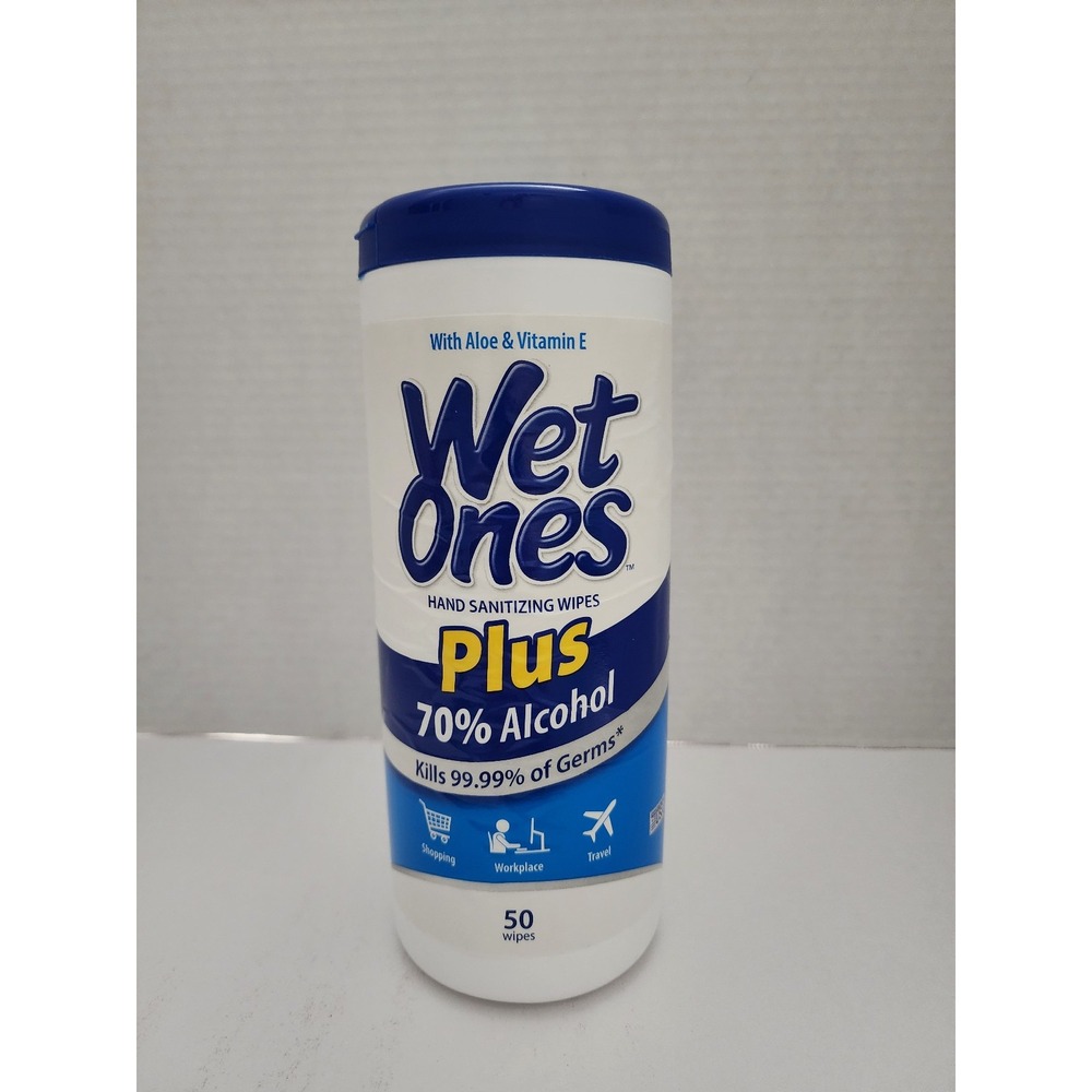 Still sealed Wet Ones Plus 70% Alcohol hand sanitizing wipes